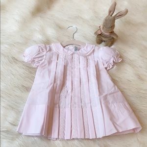 NWT Feltman Brothers White Pink Smocked Baby Bonnet Newborn Girls Boutique 6 9 M